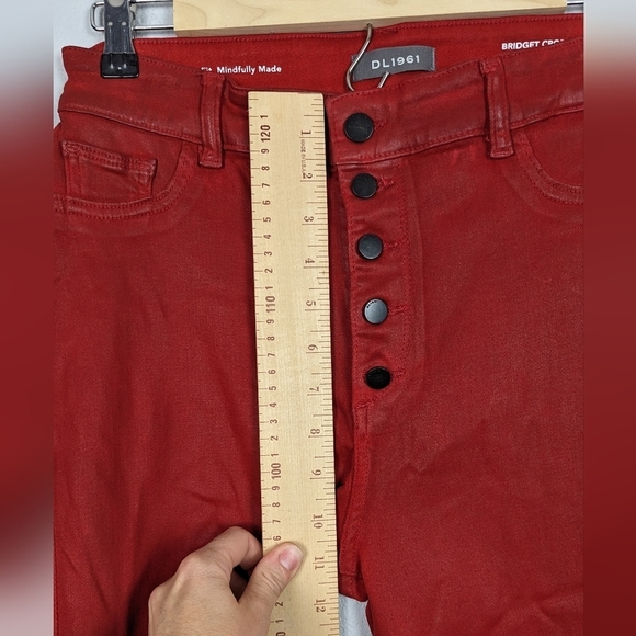 Bridget Cropped High-Rise Instasculpt Bootcut Red Jeans Size 31 - Picture 14 of 16